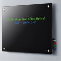 Global Industrial 36'W x 24"H Magnetic Glass Whiteboard, Black