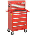 11 Drawer Roller Cabinet & Chest Combo, 26-3/8” x 18-1/8" x 52-9/16", Red