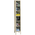 6-Tier 6 Door Clear View Locker, 12&quot;W x 18&quot;D x 12&quot;H, Tan, Unassembled
