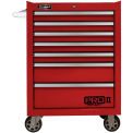 Homak RD04027702 Pro II Series 7 Drawer Red Roller Tool Cabinet, 27&quot;W X 24-1/2&quot;D X 39&quot;H