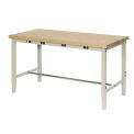 48"W x 30"D Adjustable Height Workbench, Power Apron, 1-3/4" Thick Maple Top Square Edge, Tan