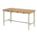 60&quot;W x 30&quot;D Adjustable Height Workbench, Power Apron, 1-3/4&quot; Thick Shop Top Safety Edge, Tan