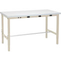 96&quot;W x 36&quot;D Adjustable Height Workbench, Power Apron, 1-5/8&quot; Thick Plastic Laminate Square Edge, Tan