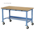 Mobile Workbench with Power Apron, Maple Block Safety Edge, 60&quot;W x 30&quot;D, Blue