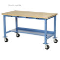 Mobile Workbench with Power Apron, Maple Block Safety Edge, 72&quot;W x 30&quot;D, Blue