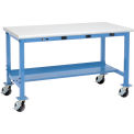 Mobile Workbench with Power Apron, ESD Safety Edge, 72&quot;W x 36&quot;D, Blue