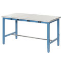 72&quot;W x 30&quot;D Adjustable Height Workbench, Power Apron, 1-1/4&quot; Thick ESD Laminate Safety Edge, Blue