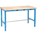 72&quot;W x 30&quot;D Adjustable Height Workbench, Power Apron, 1-3/4&quot; Thick Maple Top Safety Edge, Blue