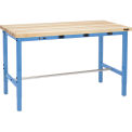 72&quot;W x 36&quot;D Adjustable Height Workbench, Power Apron, 1-3/4&quot; Thick Maple Top Square Edge, Blue