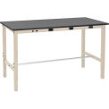 Global Industrial 72&quot;W x 36&quot;D Lab Workbench w/ Phenolic Resin Top & Power Apron, Tan