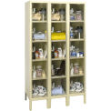 5-Tier 15 Door Clear View Locker, 12&quot;W x 18&quot;D x 12&quot;H, Tan, Assembled