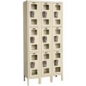 3-Tier 9 Door Clear View Locker, 12&quot;W x 18&quot;D x 24&quot;H, Tan, Assembled