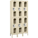 2-Tier 6 Door Clear View Locker, 12&quot;W x 18&quot;D x 36&quot;H, Tan, Assembled