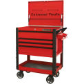Extreme Tools EX3304TCRDBK 4 Drawer Deluxe Red Tool Cart W/Bumpers Black Drawer Pulls, 33&quot;Wx22-7/8&quot;D