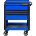 Extreme Tools EX3304TCBLBK 4 Drawer Blue Deluxe Tool Cart W/Bumpers Black Pulls, 33&quot;W x 22-7/8&quot;D