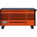 Extreme Tools DX722117RCORBK 17 Drawer Triple Bank Roller Cabinet, Orange & Black, 72&quot;W x 21&quot;D