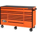 Extreme Tools RX723019RCORBK-250 Professional 19 Drawer Orange Trip Bank Roller Cabinet, 72&quot;W