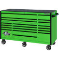 Extreme Tools RX723019RCGNBK-250 Professional 19 Drawer Green Triple Bank Roller Cabinet, 72&quot;W