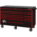 Extreme Tools RX723019RCBKRD-250 Professional 19 Drawer Black Triple Bank Roller Cabinet, 72&quot;W