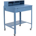 34-1/2&quot;W x 30&quot;D x 38&quot;H Mobile Shop Desk with Pigeonhole Compartment Riser Flat Surface, Blue