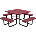46" Square Perforated Metal Outdoor Picnic Table, 81"W x 81"D Overall, Red