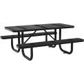 72&quot; Rectangular Perforated Metal Outdoor Picnic Table, Black
