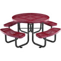 46" Round Perforated Metal Outdoor Picnic Table, 84"W x 84"D Overall, Red