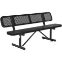 72&quot; Perforated Metal Outdoor Picnic Bench with Backrest, Black
