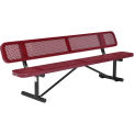 96&quot; Perforated Metal Outdoor Picnic Bench with Backrest, Red