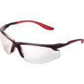 Sport Half Frame Safety Glasses, Anti-Fog, Clear Lens, Red Frame