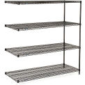 Nexel 4 Tier Black Epoxy Wire Shelving Add-On, 60&quot;W x 24&quot;D x 86&quot;H