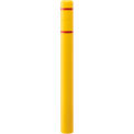 Global Industrial Bollard Post Sleeve, 4&quot; D x 52&quot; H, Yellow With Red Tape, HDPE