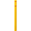 Global Industrial Bollard Post Sleeve, 4&quot; D x 64&quot; H, Yellow With Red Tape, HDPE