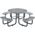 Global Industrial 46" Expanded Metal Round Picnic Table, Gray