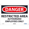 Danger Restricted Area Authorized Employees Only Sign, 10x14, Rigid Plastic