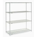 Nexel 5 Tier Chrome Wire Shelving Starter Unit, 54&quot;W x 18&quot;D x 86&quot;H