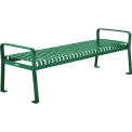 96&quot;L Outdoor Steel Slat Park Bench without Back, Green