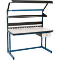 Global Industrial Bench-In-A-Box Cantilever Workbench, Plastic Laminate Top, 60&quot;Wx30&quot;D, Blue