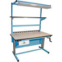 Global Industrial Ergonomic Workbench, Plastic Laminate Top, 72&quot;Wx30&quot;D, Blue