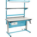 Global Industrial Bench-In-A-Box Ergonomic Workbench, ESD Laminate Top, 60&quot;Wx30&quot;D, Blue