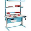 Global Industrial Bench-In-A-Box Ergonomic Workbench, Plastic Laminate Top, 60&quot;Wx30&quot;D, Blue