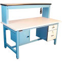 Global Industrial Technical Workbench, ESD Laminate Top, 72&quot;Wx30&quot;D, Blue