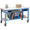 Global Industrial Mobile Packing Workbench W/Lower Shelf Kit, Laminate Safety Edge, 72"Wx36"D