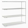 Nexel 5 Tier Stainless Steel Wire Shelving Add-On Unit, 72&quot;W x 18&quot;D x 74&quot;H
