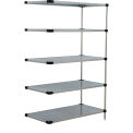 Nexel 5 Tier Solid Galvanized Steel Shelving Add-On Unit, 60"W x 24"D x 74"H