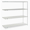 Nexel 5 Tier Stainless Steel Wire Shelving Add-On Unit, 60"W x 24"D x 86"H