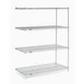 Nexel 5 Tier Stainless Steel Wire Shelving Add-On Unit, 48"W x 24"D x 63"H