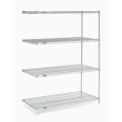 Nexel 5 Tier Stainless Steel Wire Shelving Add-On Unit, 48&quot;W x 18&quot;D x 86&quot;H