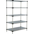 Nexel 5 Tier Solid Galvanized Steel Shelving Starter Unit, 60&quot;W x 24&quot;D x 63&quot;H