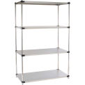 Nexel 5 Tier Solid Stainless Steel Shelving Starter Unit, 48&quot;W x 18&quot;D x 74&quot;H